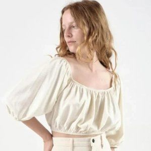 OZMA of California Georgia Top, Regen Silk Noil, Natural Color, Size S